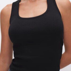 Good American Black Micro Rib Tank Top Size L NWT